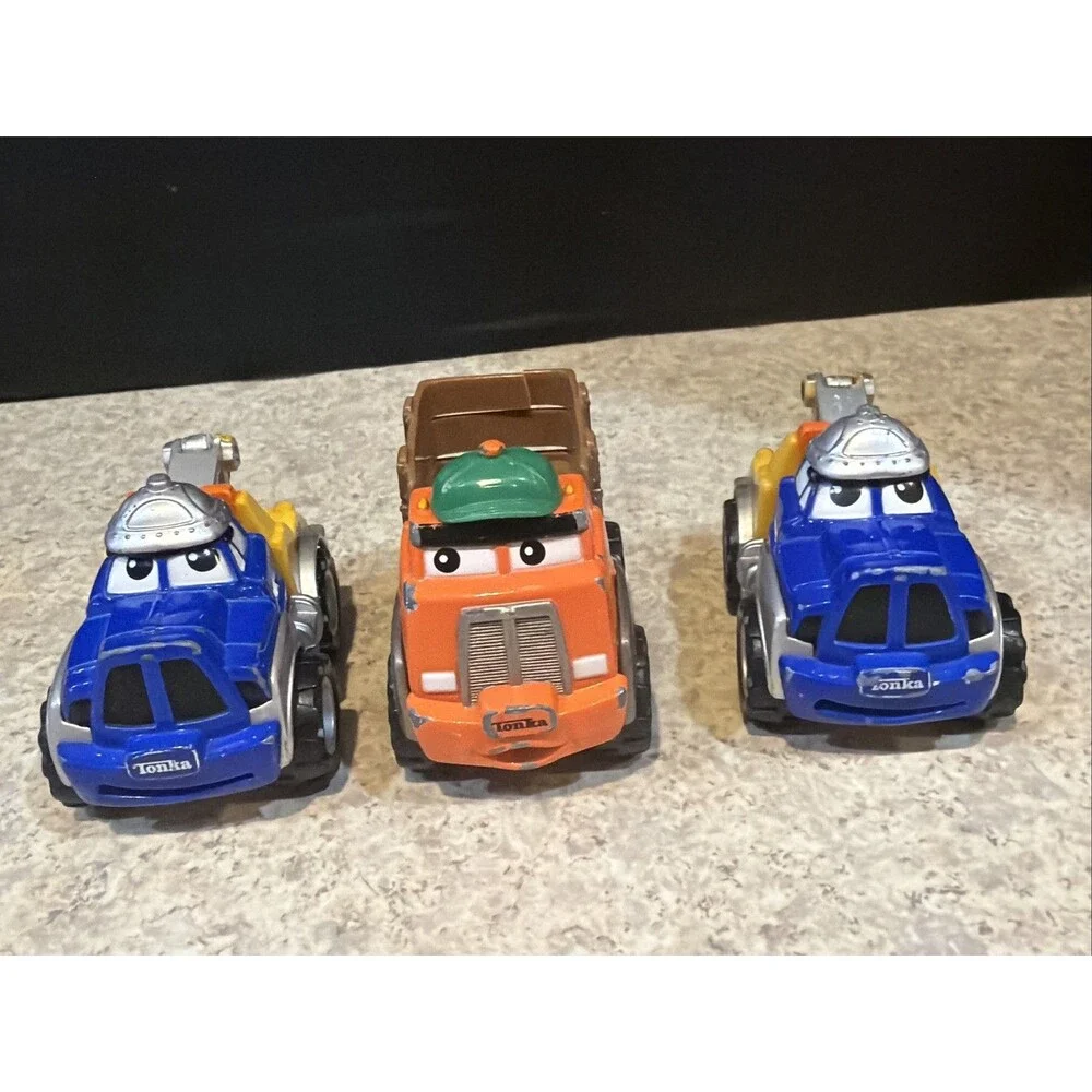 Tonka Chuck & Friends Truck Lot of 3 - Blue Chuck x2 & Orange Truck